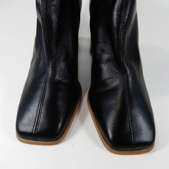 FREE PEOPLE Sienna Square Toe Ankle BOOTS Size 40 9.5 10 Black Leather NEW $198