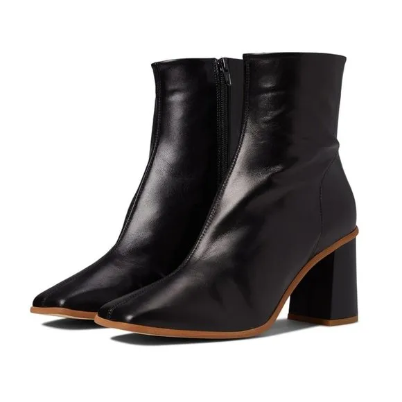 FREE PEOPLE Sienna Square Toe Ankle BOOTS Size 40 9.5 10 Black Leather NEW $198