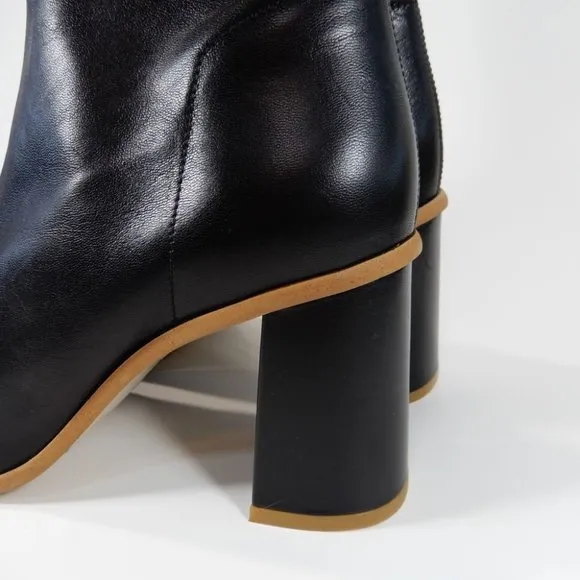 FREE PEOPLE Sienna Square Toe Ankle BOOTS Size 40 9.5 10 Black Leather NEW $198