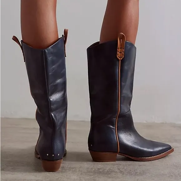 Free people we the free montage tall boot black leather 37 size 7 shoes