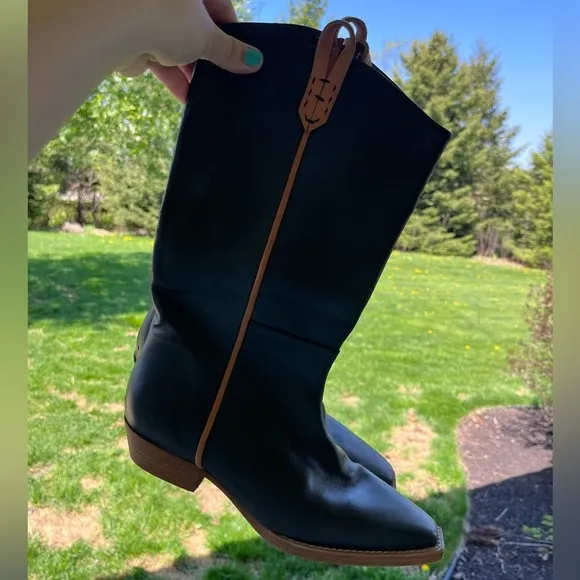 Free people we the free montage tall boot black leather 37 size 7 shoes