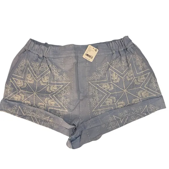 Free People Westover Embroidered Shorts in Bluebell Combo Size XL. NWT