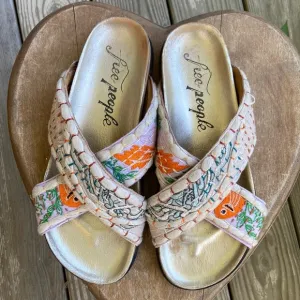 Free People Wildflowers Crossband Sandals Patched Kantha Women’s Size 9.5
