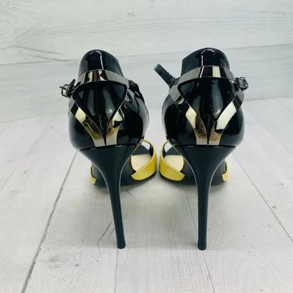 ❣️FREE SHIP❣️  Ralph Lauren Collection Heel Ankle Strap Peep Toe Two Tone