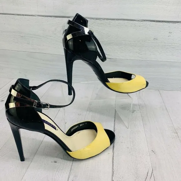 ❣️FREE SHIP❣️  Ralph Lauren Collection Heel Ankle Strap Peep Toe Two Tone