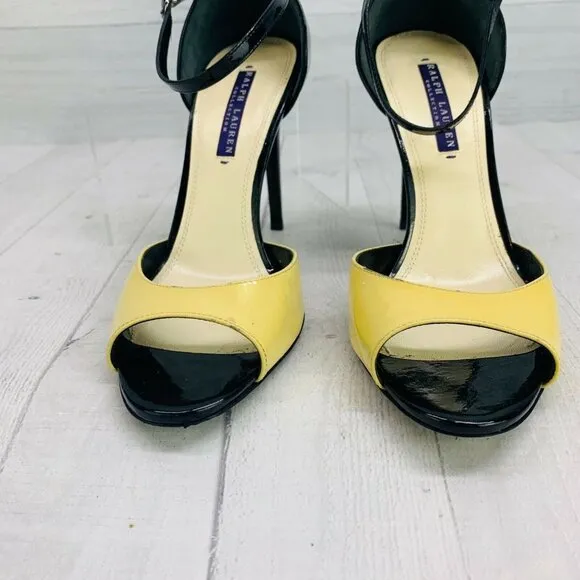 ❣️FREE SHIP❣️  Ralph Lauren Collection Heel Ankle Strap Peep Toe Two Tone