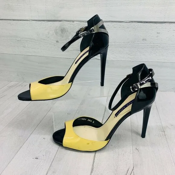 ❣️FREE SHIP❣️  Ralph Lauren Collection Heel Ankle Strap Peep Toe Two Tone