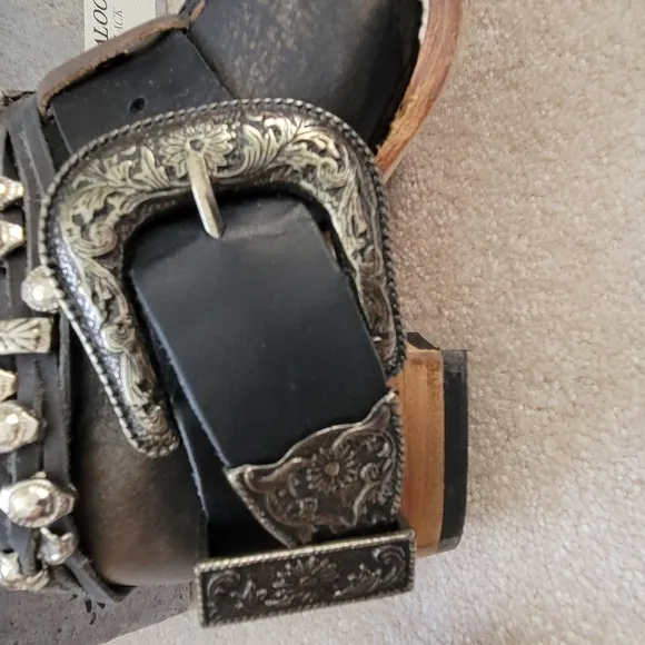 Freebird Black Ankle Boots with Distressed Leather and Studded Straps