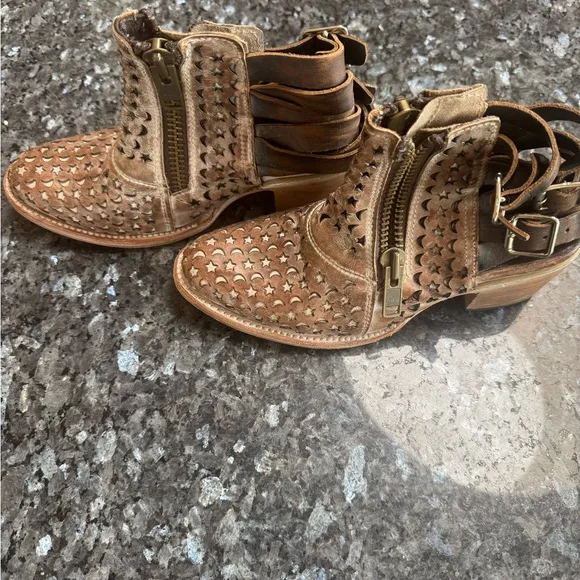 Freebird by Steven Brown Dahlia Ankle Boots with Perforated Design