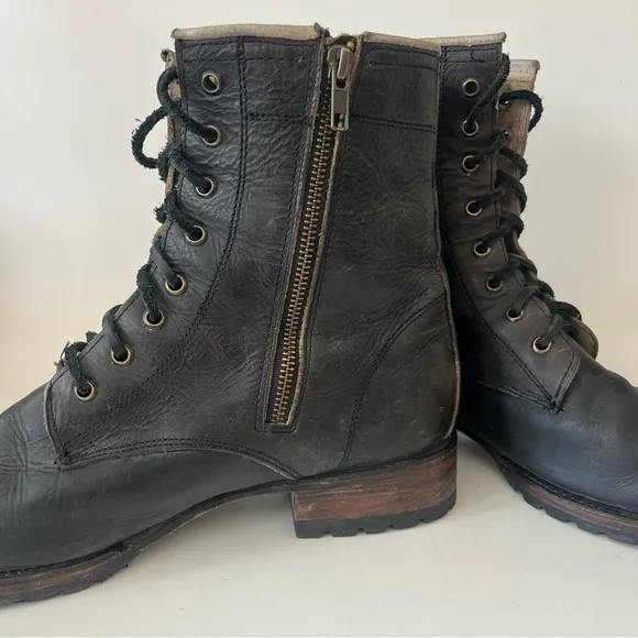 Freebird by Steven FM Oaks Black Leather Boots Combat Style Midcalf 11 Men’s