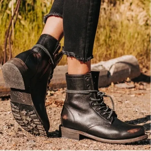 Freebird by Steven FM Oaks Black Leather Boots Combat Style Midcalf 11 Men’s