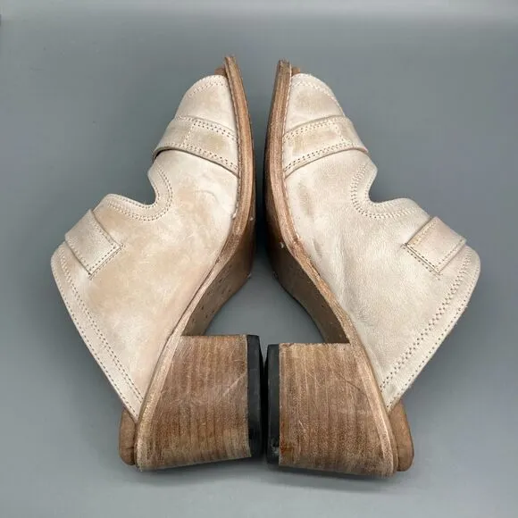 Freebird Caprice Ice Women's 10 Tan Leather Sandal Slip-On Double Strap Open Toe