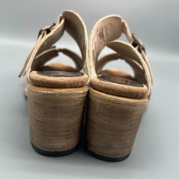 Freebird Caprice Ice Women's 10 Tan Leather Sandal Slip-On Double Strap Open Toe