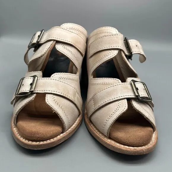 Freebird Caprice Ice Women's 10 Tan Leather Sandal Slip-On Double Strap Open Toe