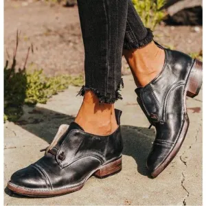 Freebird MABEL Distressed  Black Leather Oxford Shoes Women size US 5 EUR 35