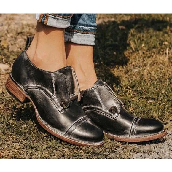 Freebird MABEL Distressed  Black Leather Oxford Shoes Women size US 5 EUR 35