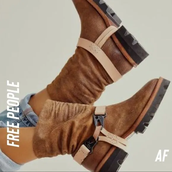 FREE PEOPLE REYA HARNESS BOOTS NEW TAN SIZE 37