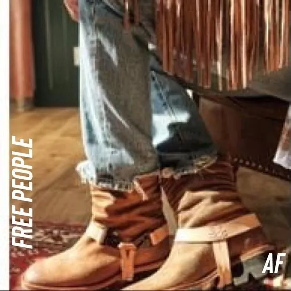 FREE PEOPLE REYA HARNESS BOOTS NEW TAN SIZE 37