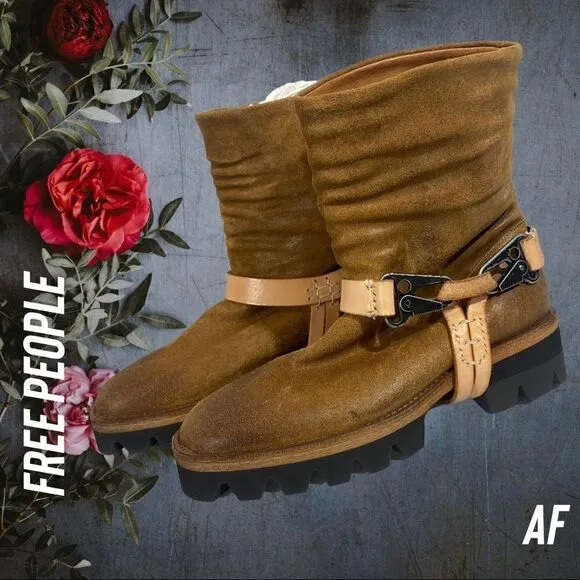 FREE PEOPLE REYA HARNESS BOOTS NEW TAN SIZE 37