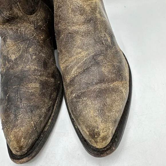 Frye Billy Boots Womens 8.5 Hammered 77587 Distressed Brown Studded Western