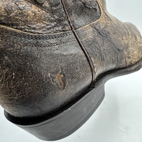 Frye Billy Boots Womens 8.5 Hammered 77587 Distressed Brown Studded Western