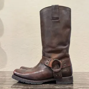 Frye Brown Leather Harness Boots