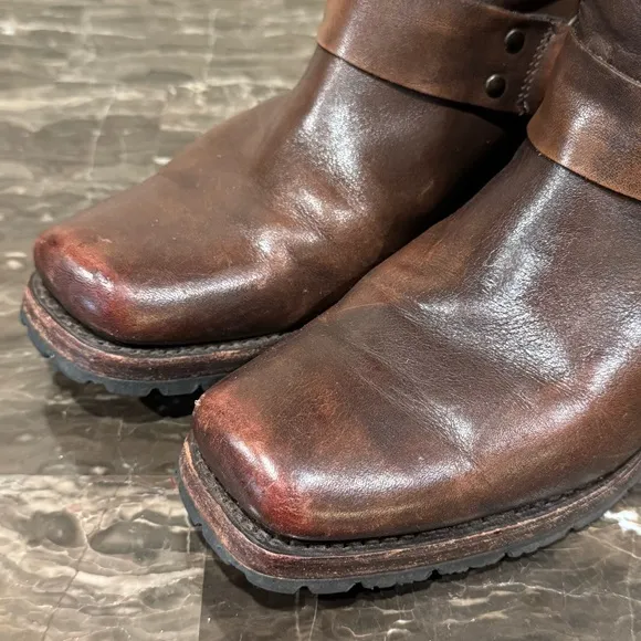 Frye Brown Leather Harness Boots