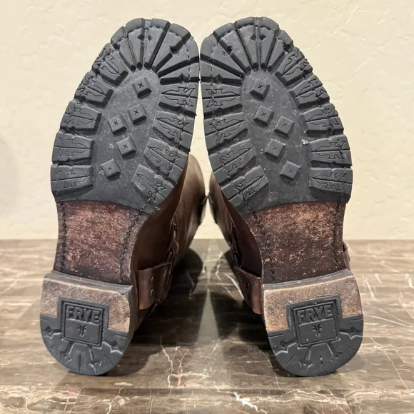 Frye Brown Leather Harness Boots