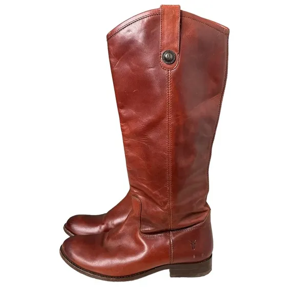 Frye | Brown Melissa Button Leather Riding Boots Size 7