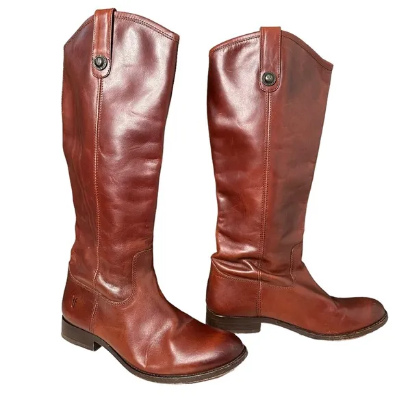 Frye | Brown Melissa Button Leather Riding Boots Size 7