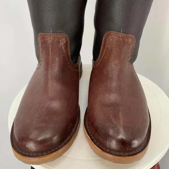 FRYE CELIA Sheepskin lined genuine leather boots sz 7 womens knee high flat