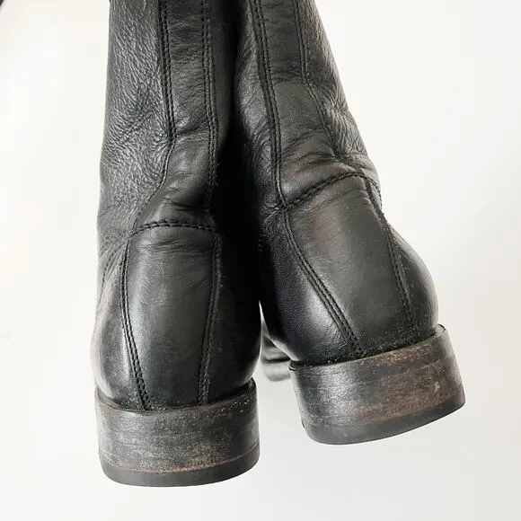 Frye Combat Boots Black Metallic Painted Leather Lace Up Grunge Size Women's 10