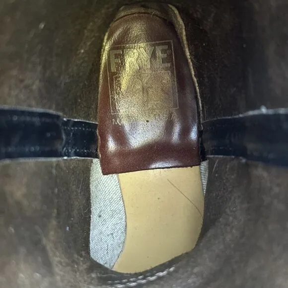 Frye Harness 12R Boots Tall Square Toe Womens Size 6 Brown Leather Moto Cowgirl