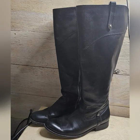 Frye leather knee high riding moto leather flat boots melissa