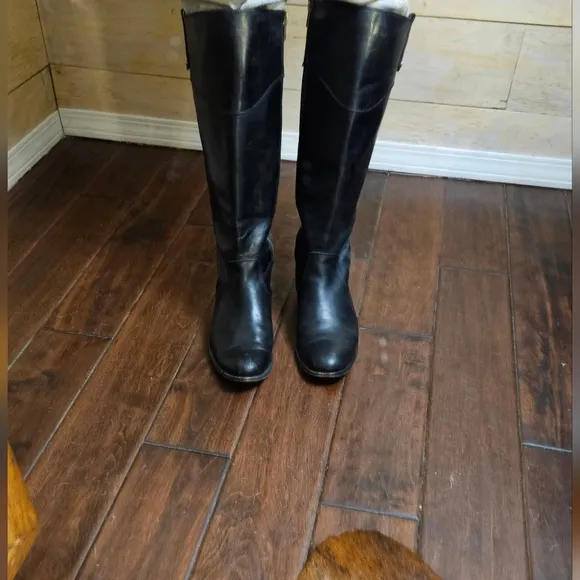 Frye leather knee high riding moto leather flat boots melissa
