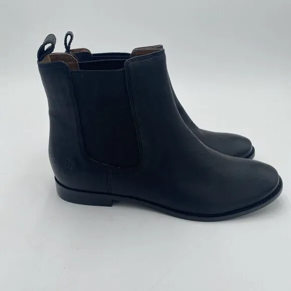 Frye Leather Pull On Ankle Boots Black Melissa Chelsea Sz 7.5 8. READ