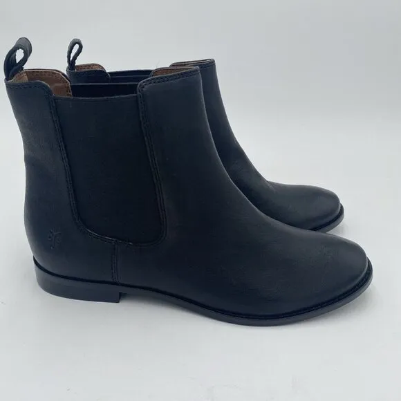 Frye Leather Pull On Ankle Boots Black Melissa Chelsea Sz 7.5 8. READ