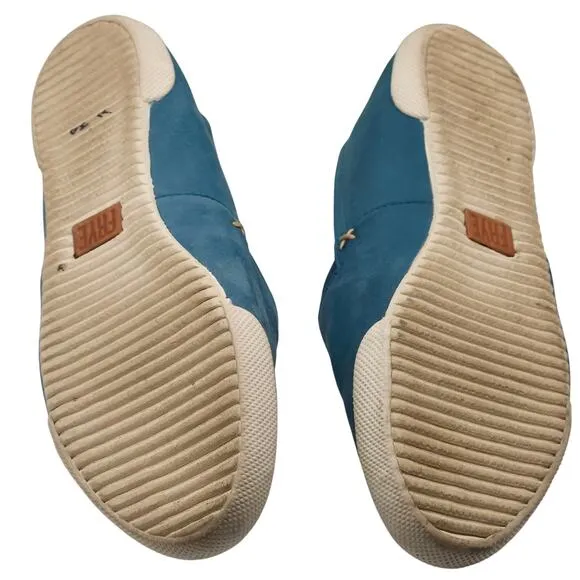 FRYE Melanie Loafer Women sz 7.5M Slip-on Leather Sea Blue Coastal Nautical