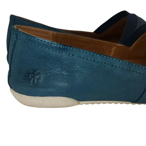FRYE Melanie Loafer Women sz 7.5M Slip-on Leather Sea Blue Coastal Nautical