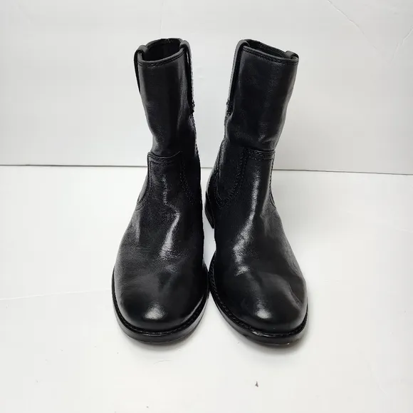 Frye Over The Ankle Leather Booties In Black Womens Size  5.5