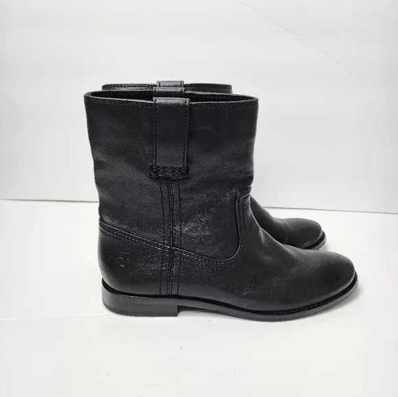 Frye Over The Ankle Leather Booties In Black Womens Size  5.5