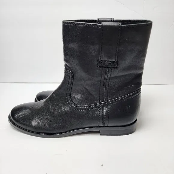 Frye Over The Ankle Leather Booties In Black Womens Size  5.5
