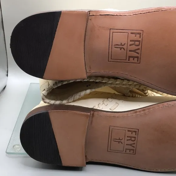 Frye Paige Huarache Leather Flat Tall Boots in Ecrue Cream  sz 8 NEW WITHOUT BOX