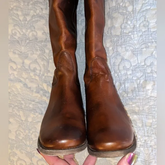 Frye Paige Leather Knee High Riding Tall Boots In Cognac sz 6 Brand New!!