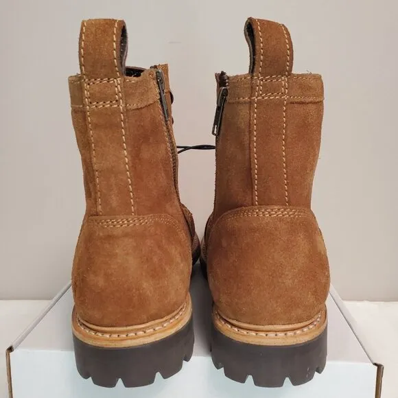 Frye Russell Boots FR41606 Tan Leather Mens Lace Up Zip Western Work Ranch Rodeo