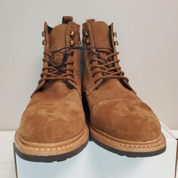 Frye Russell Boots FR41606 Tan Leather Mens Lace Up Zip Western Work Ranch Rodeo