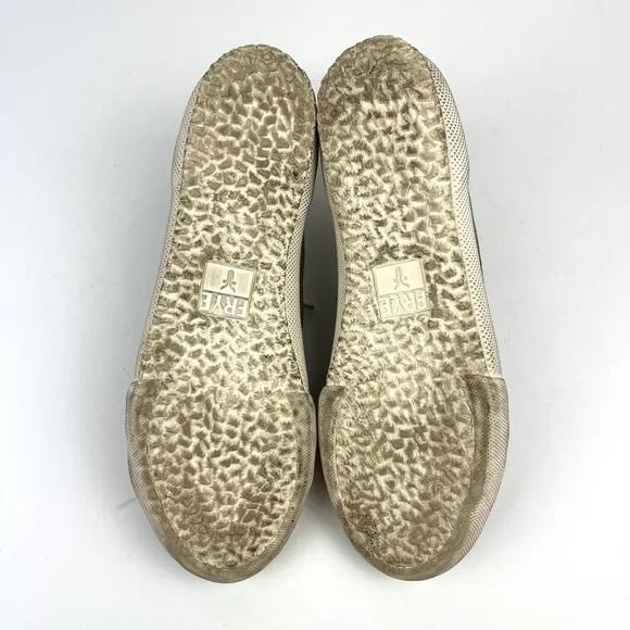 FRYE Shoes Womens 7 Kira Low Top Distressed Sneaker Lace up Taupe Gray