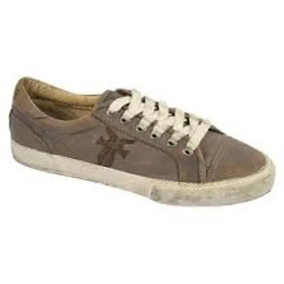 FRYE Shoes Womens 7 Kira Low Top Distressed Sneaker Lace up Taupe Gray