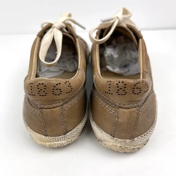 FRYE Shoes Womens 7 Kira Low Top Distressed Sneaker Lace up Taupe Gray