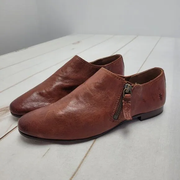 Frye Terri Cognac flat loafers booties boots shooties low ankle